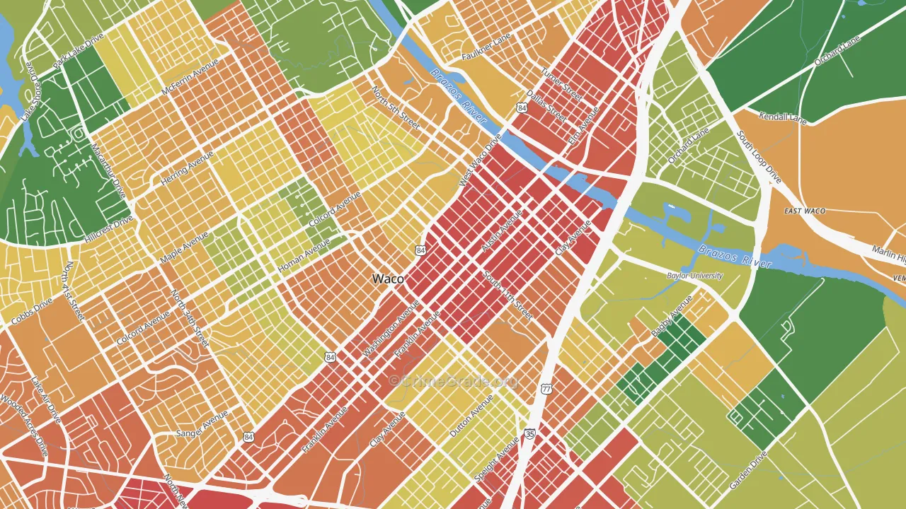76701, TX Map of Theft Rates