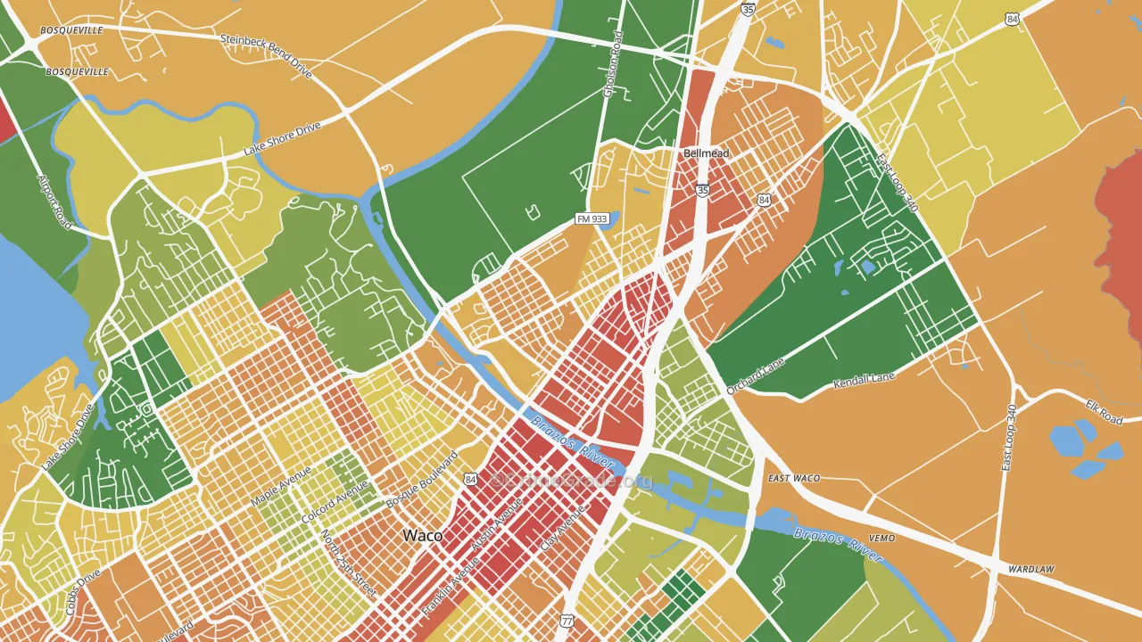 76704, TX Map of Theft Rates