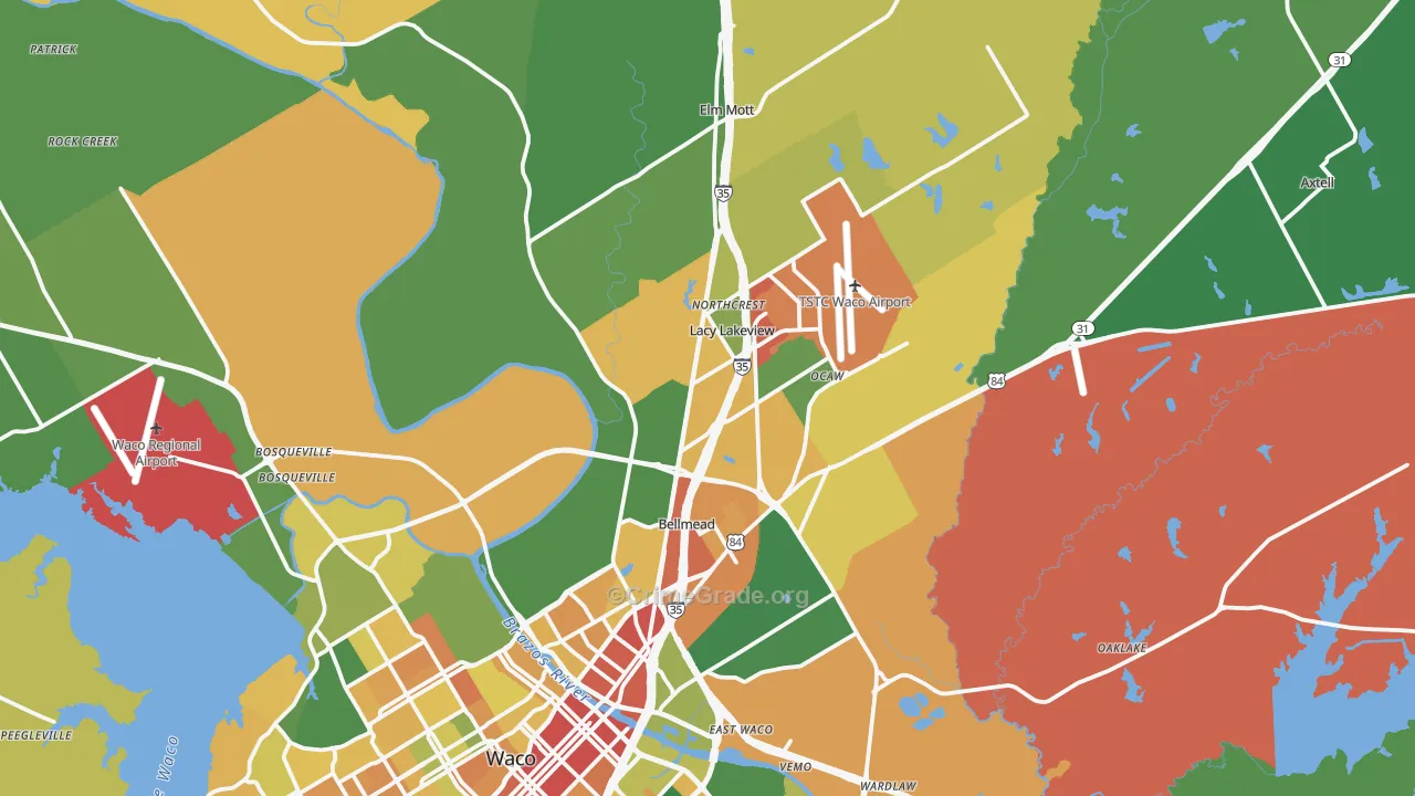 76705, TX Map of Theft Rates