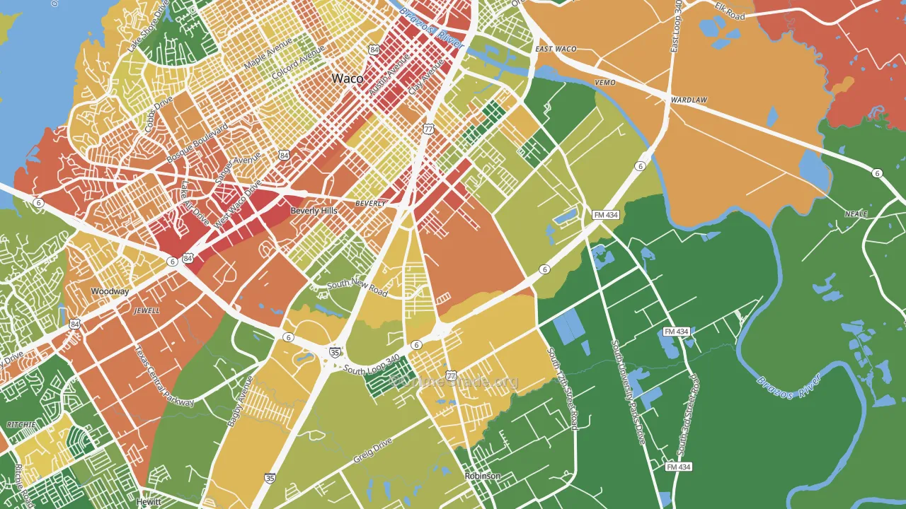 76706, TX Map of Theft Rates