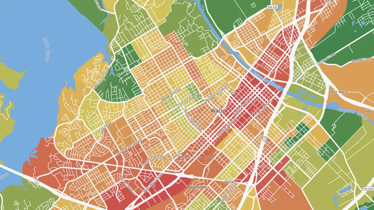 76707, TX Map of Theft Rates