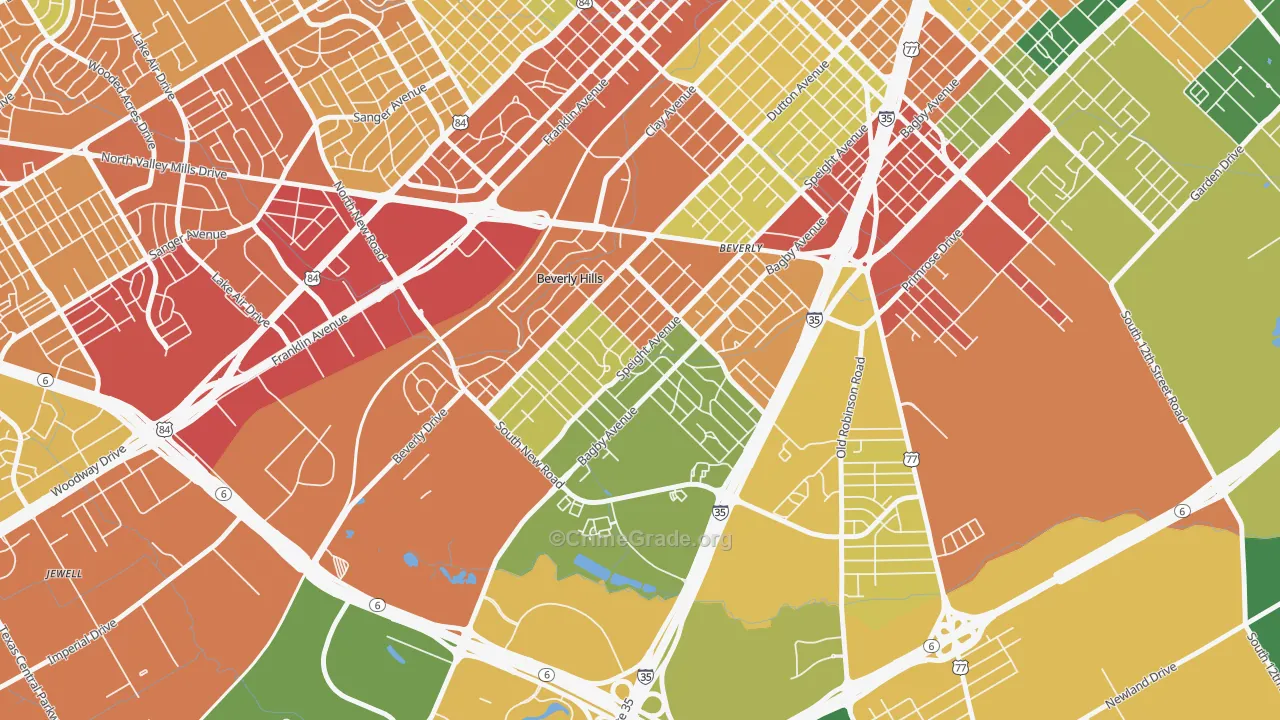 76711, TX Map of Theft Rates