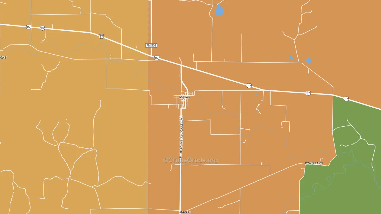 76858, TX Map of Theft Rates