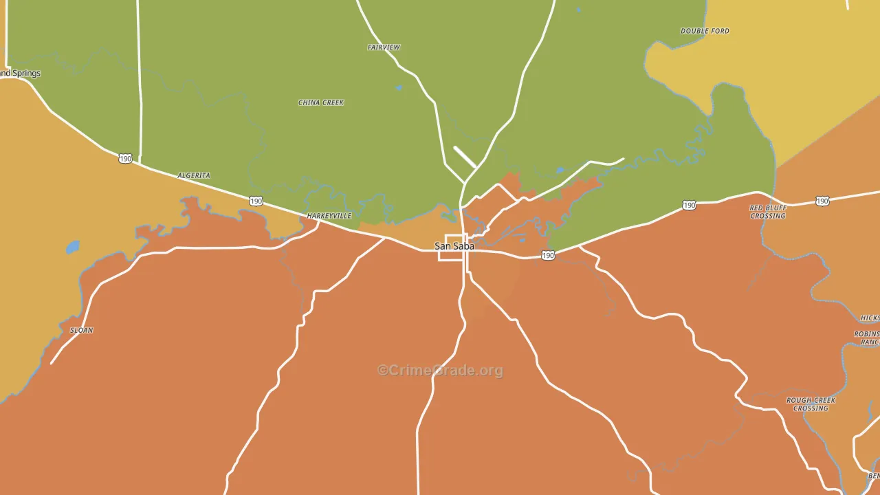 76877, TX Map of Theft Rates