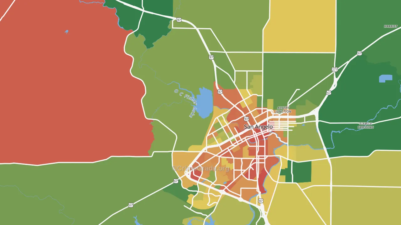 76901, TX Map of Theft Rates
