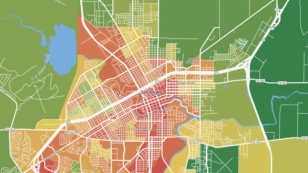 76903, TX Map of Theft Rates