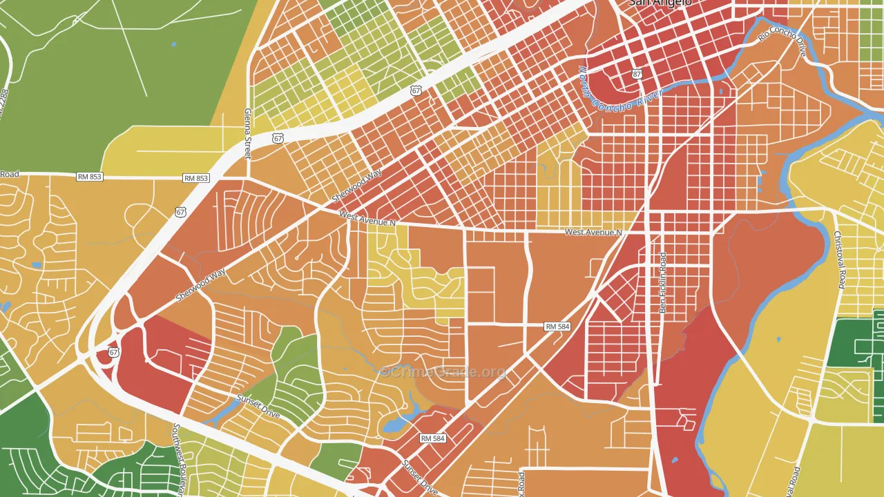 76909, TX Map of Theft Rates