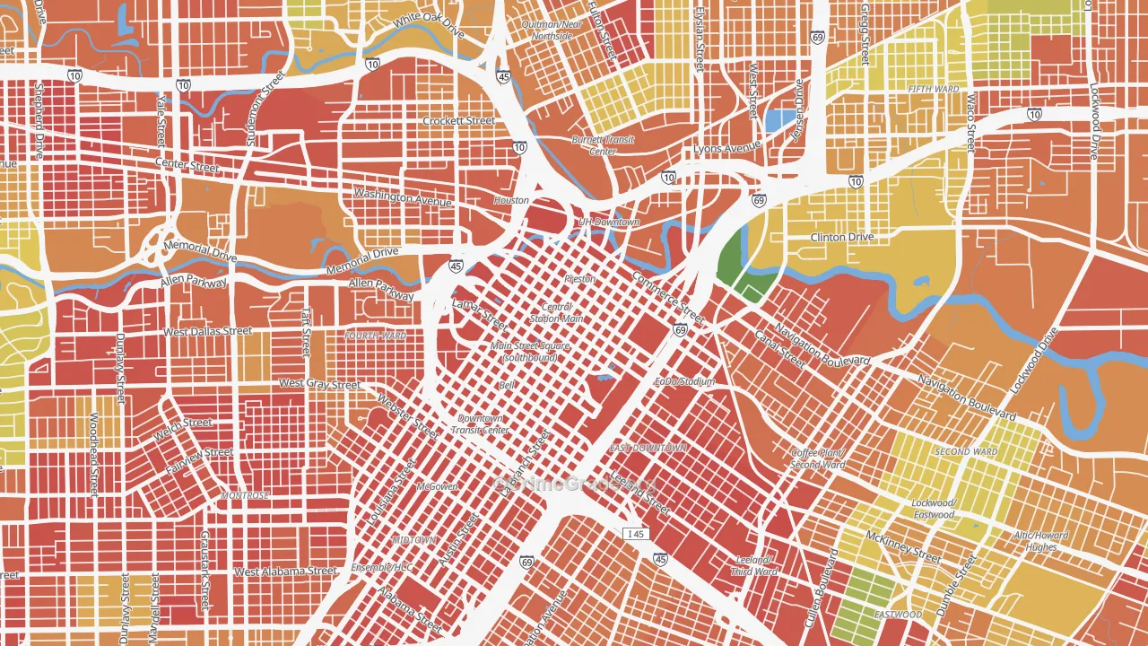 77002, TX Map of Theft Rates
