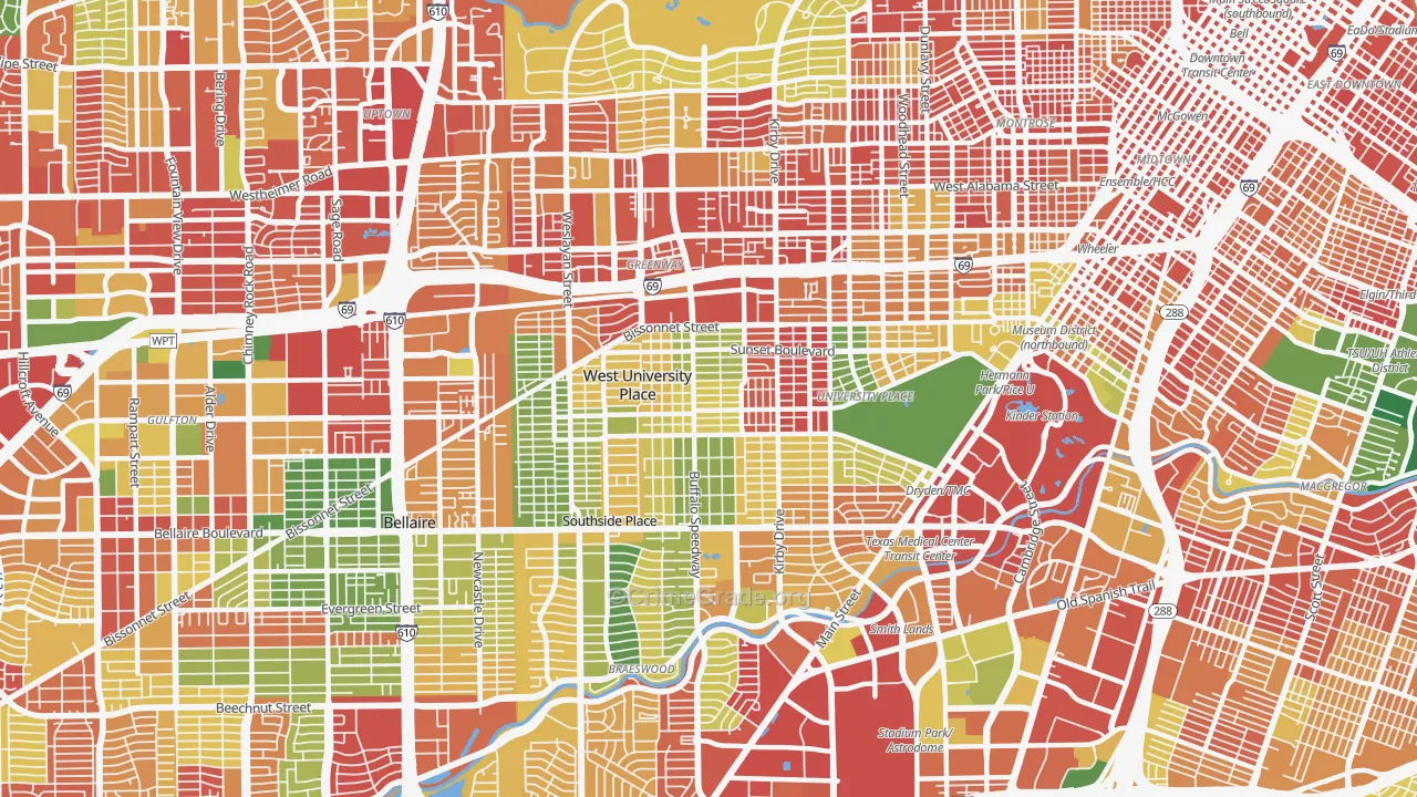 77005, TX Map of Theft Rates