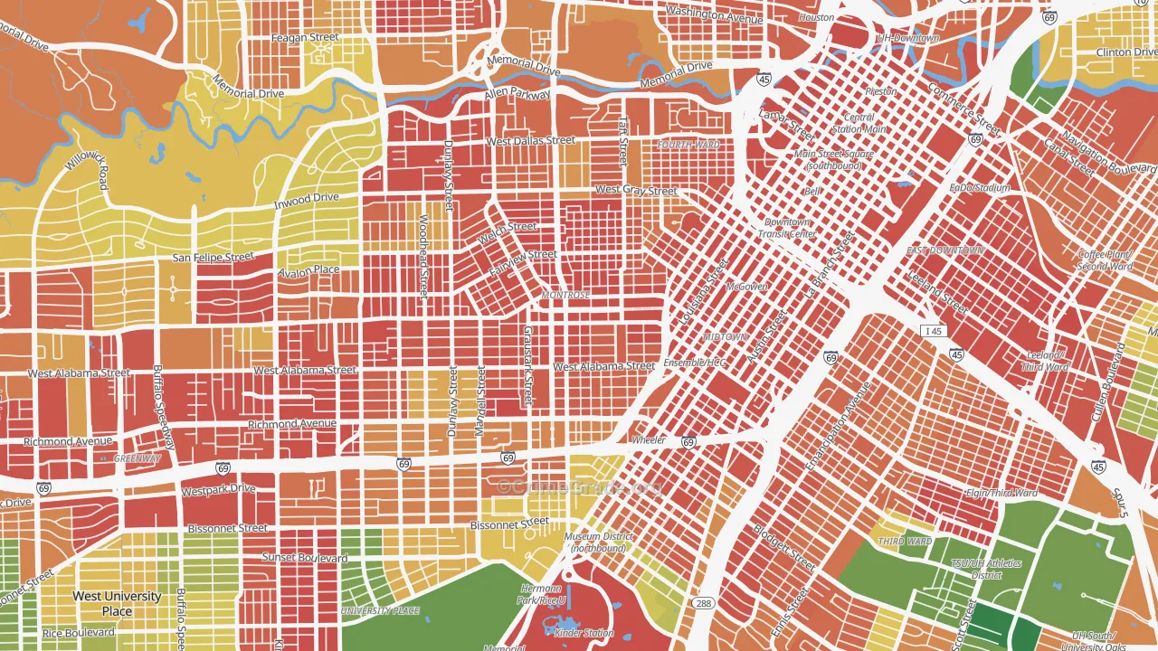 77006, TX Map of Theft Rates