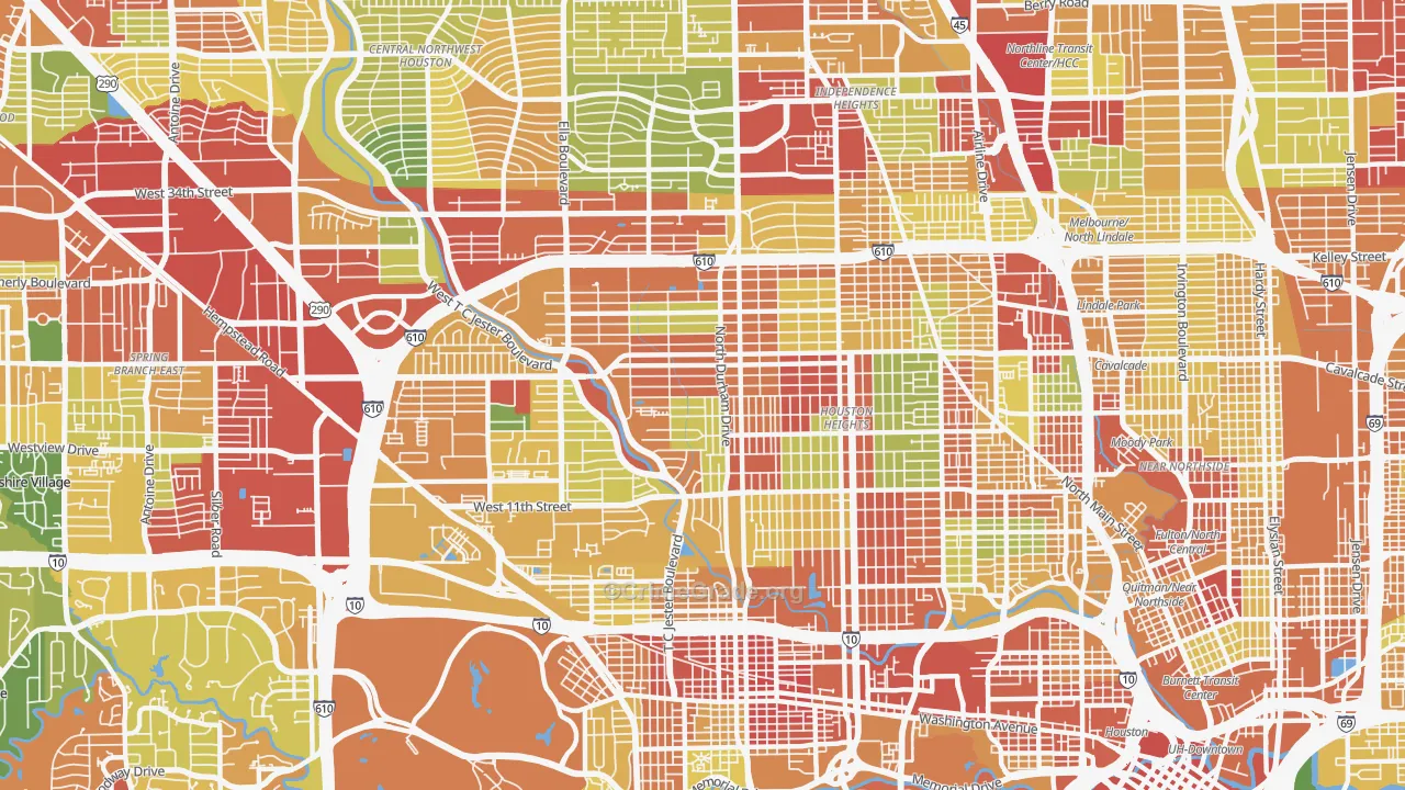 77008, TX Map of Theft Rates