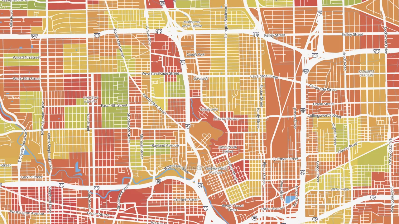 77009, TX Map of Theft Rates
