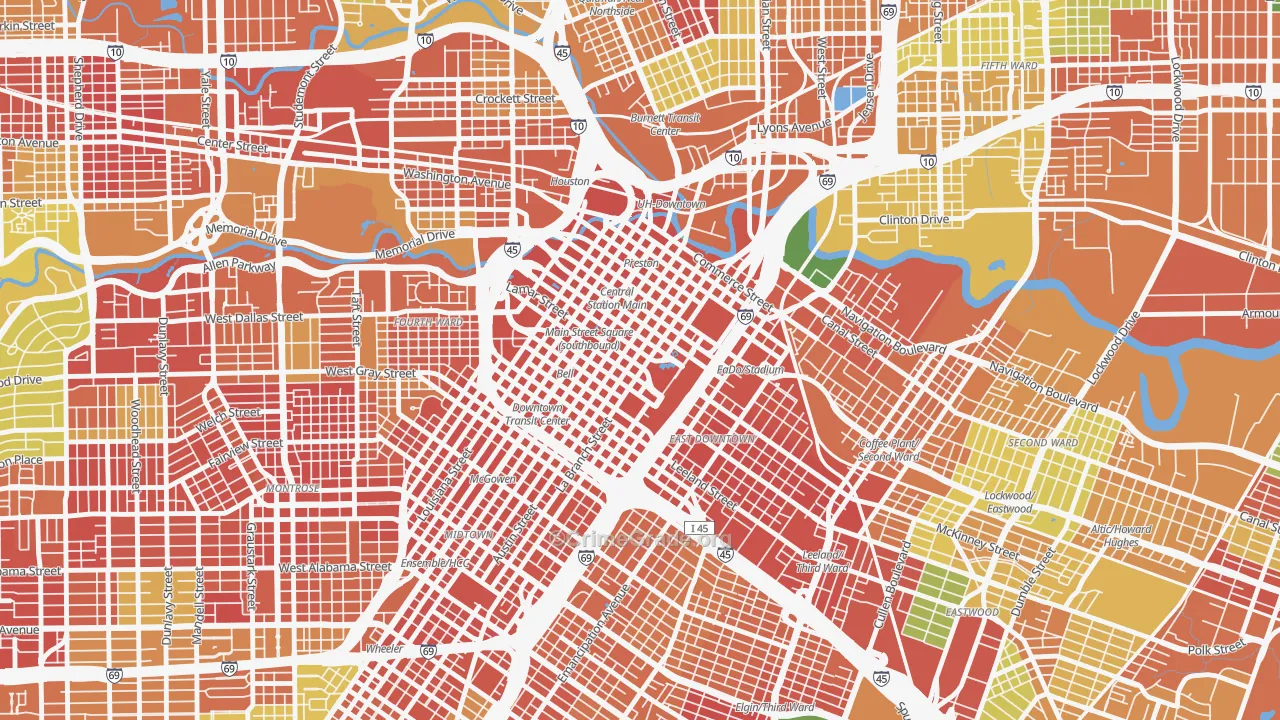 77010, TX Map of Theft Rates