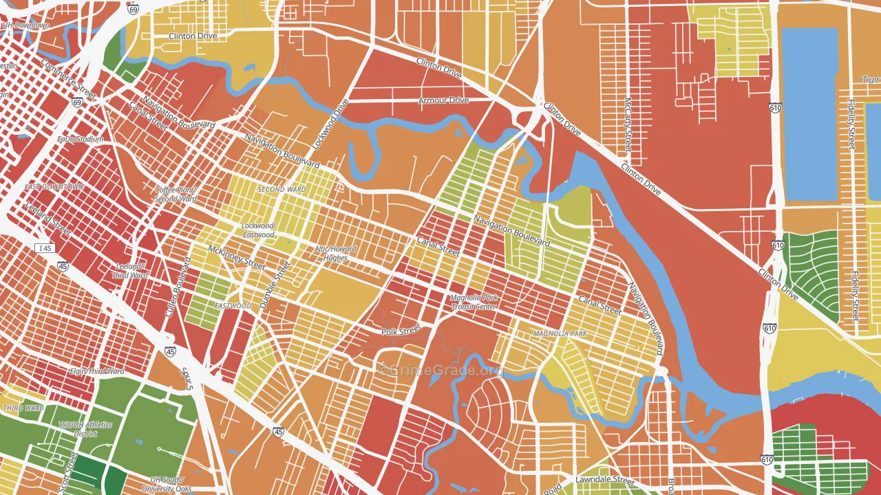 77011, TX Map of Theft Rates