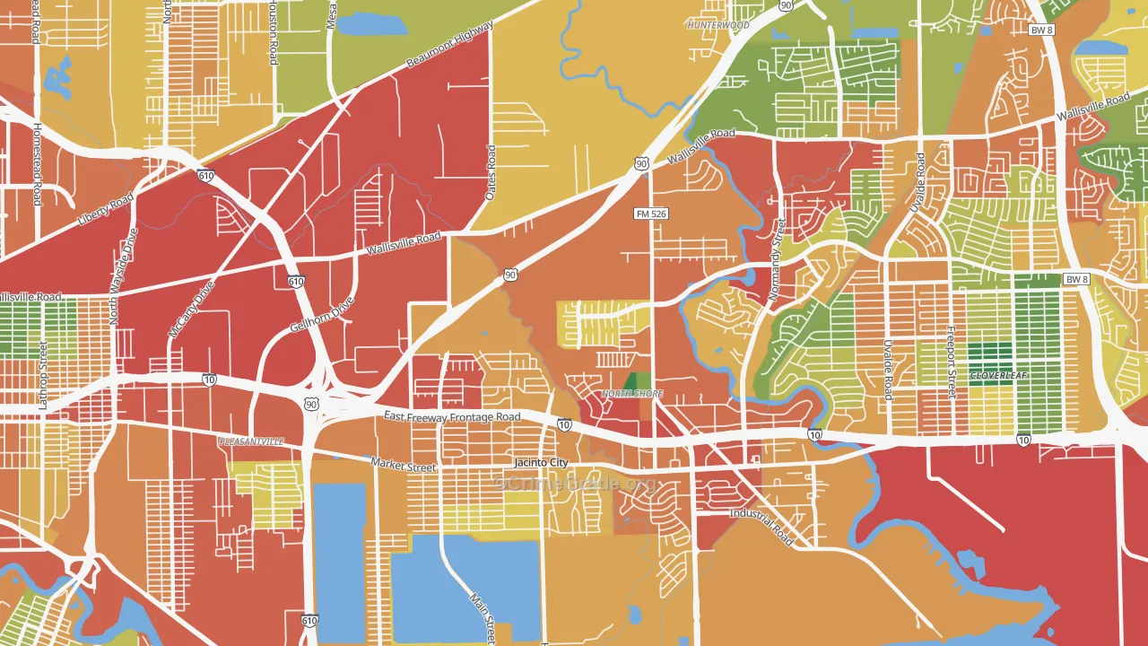 77013, TX Map of Theft Rates