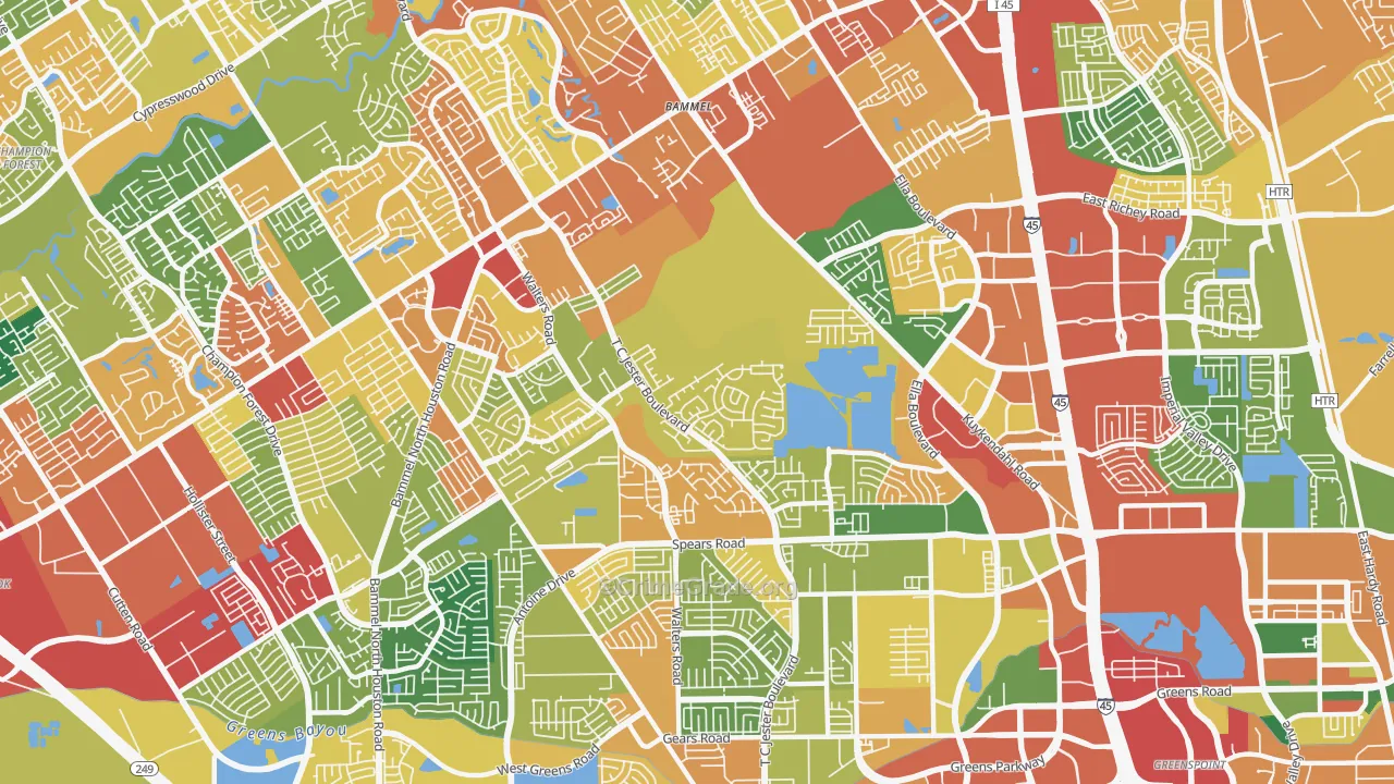 77014, TX Map of Theft Rates