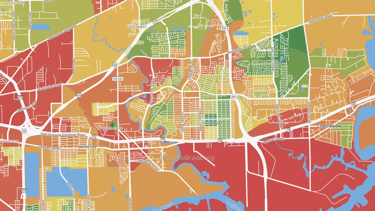 77015, TX Map of Theft Rates