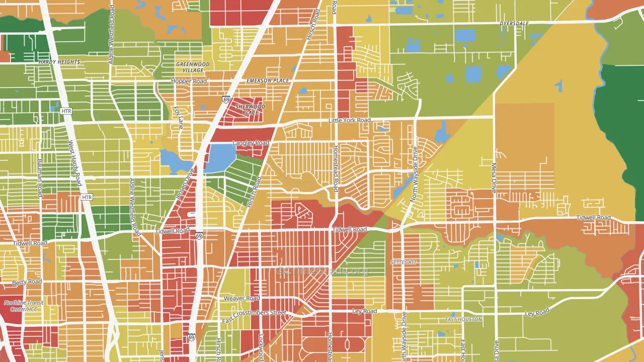 77016, TX Map of Theft Rates