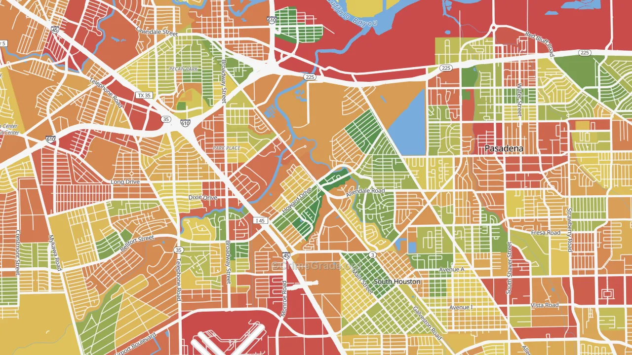 77017, TX Map of Theft Rates
