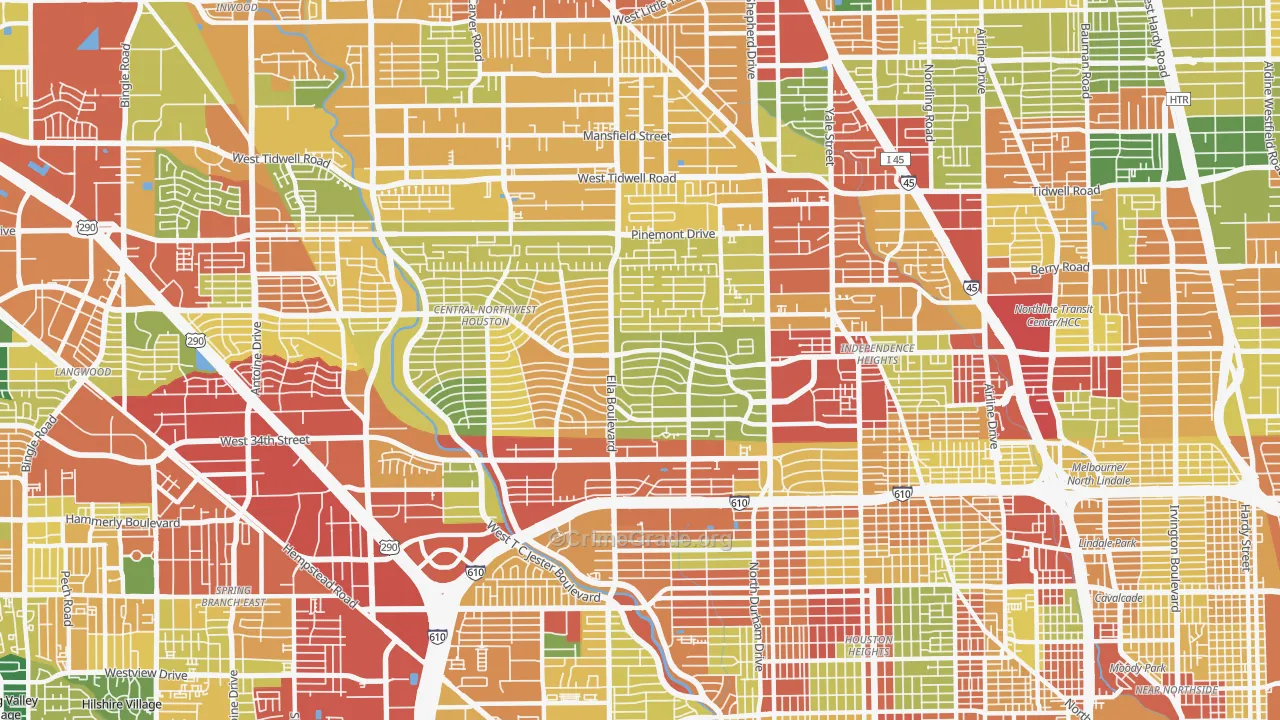 77018, TX Map of Theft Rates