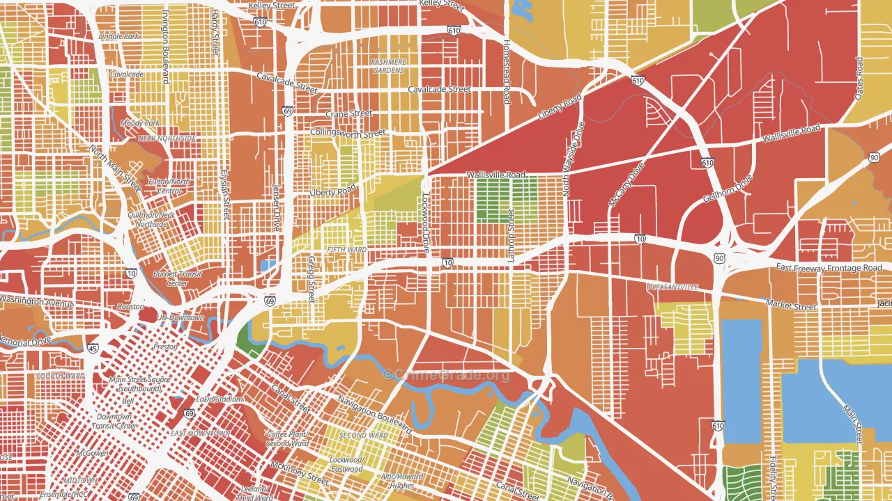 77020, TX Map of Theft Rates