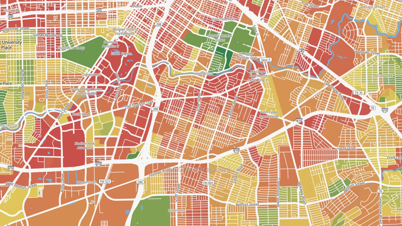 77021, TX Map of Theft Rates