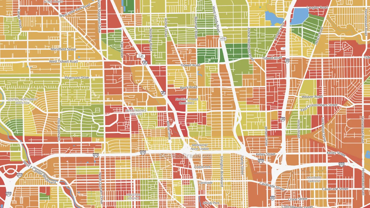 77022, TX Map of Theft Rates