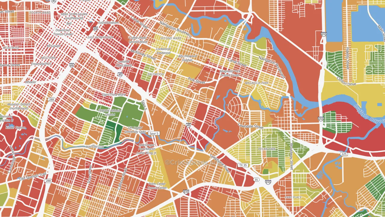 77023, TX Map of Theft Rates
