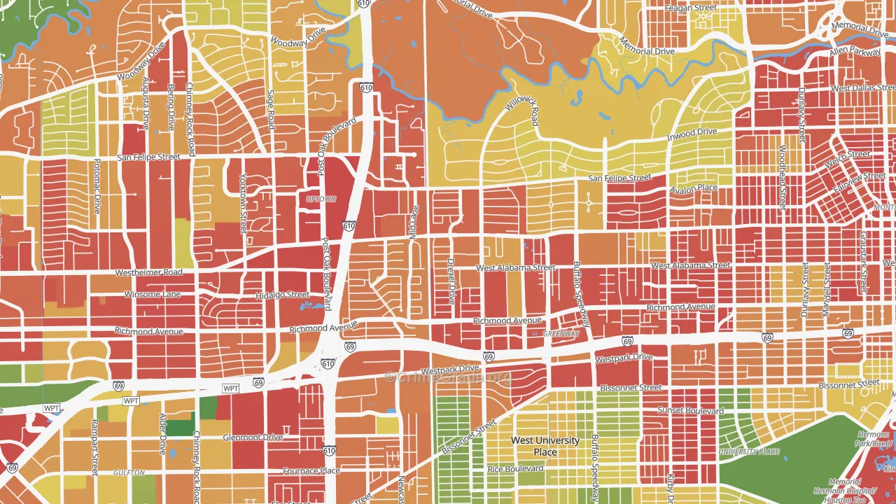 77027, TX Map of Theft Rates