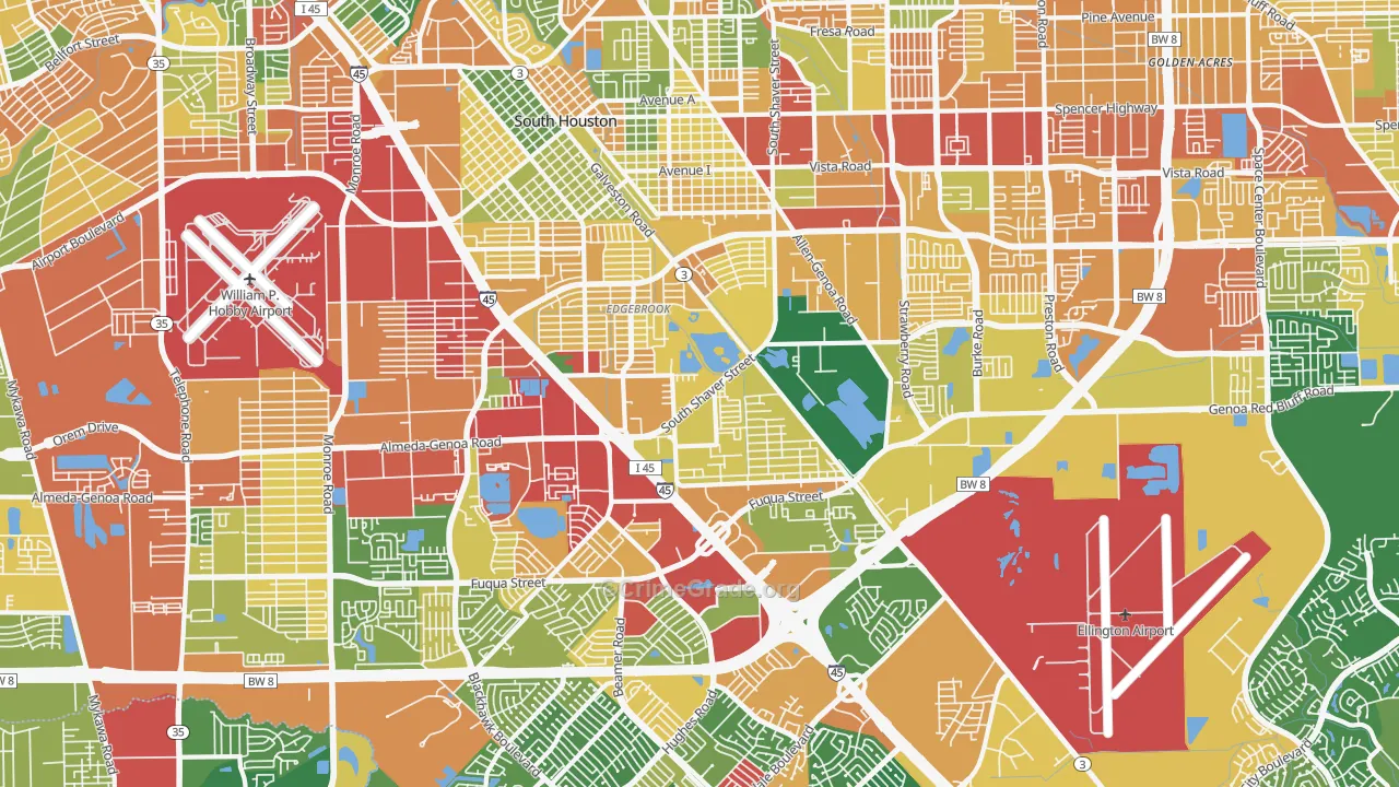 77034, TX Map of Theft Rates