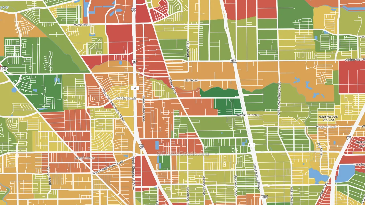 77037, TX Map of Theft Rates