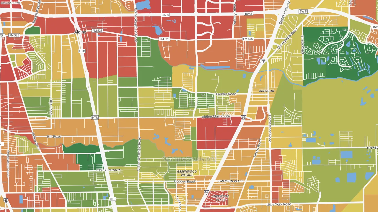 77039, TX Map of Theft Rates
