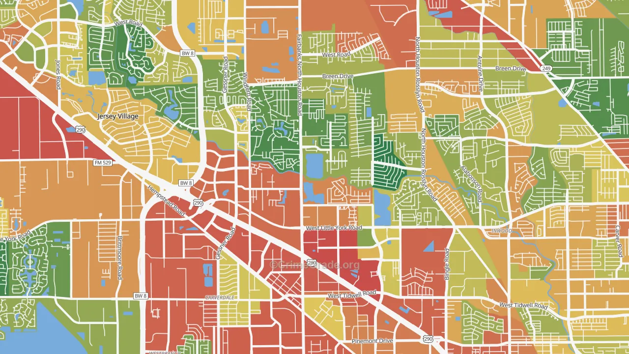 77040, TX Map of Theft Rates