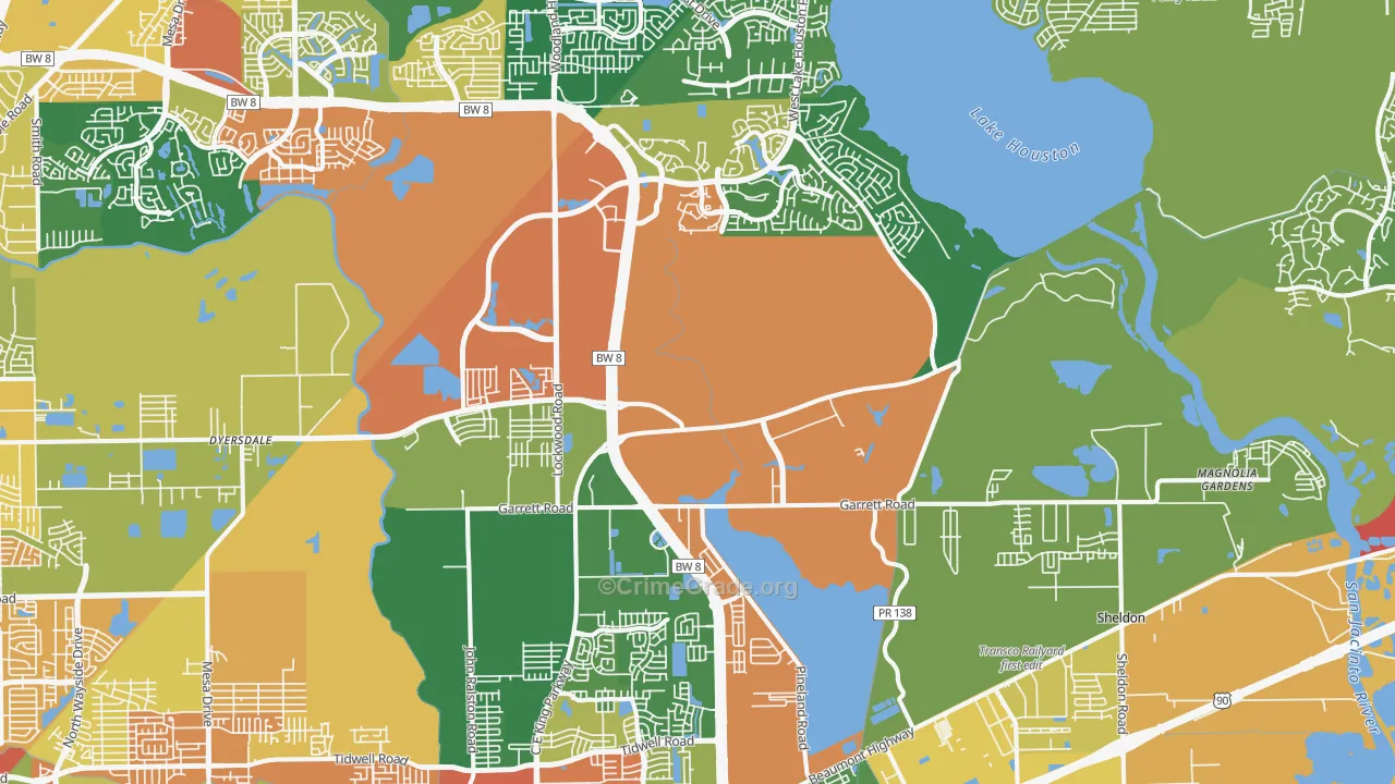 77044, TX Map of Theft Rates