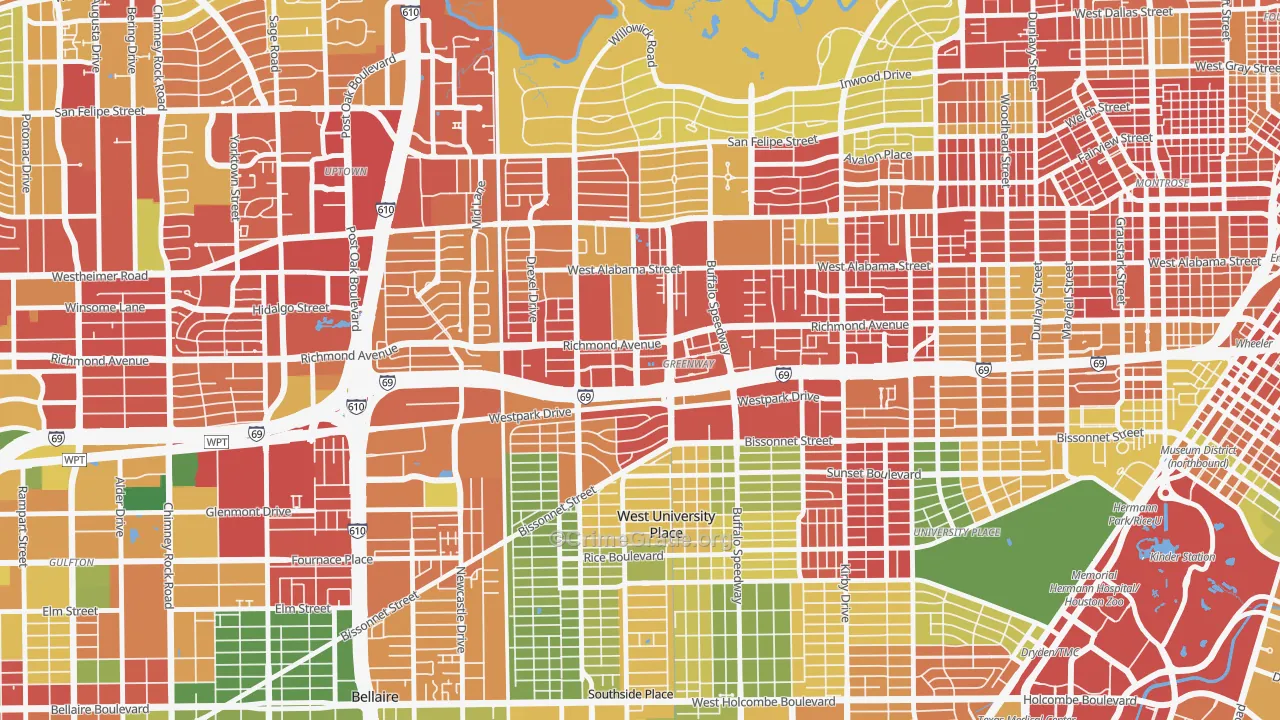 77046, TX Map of Theft Rates