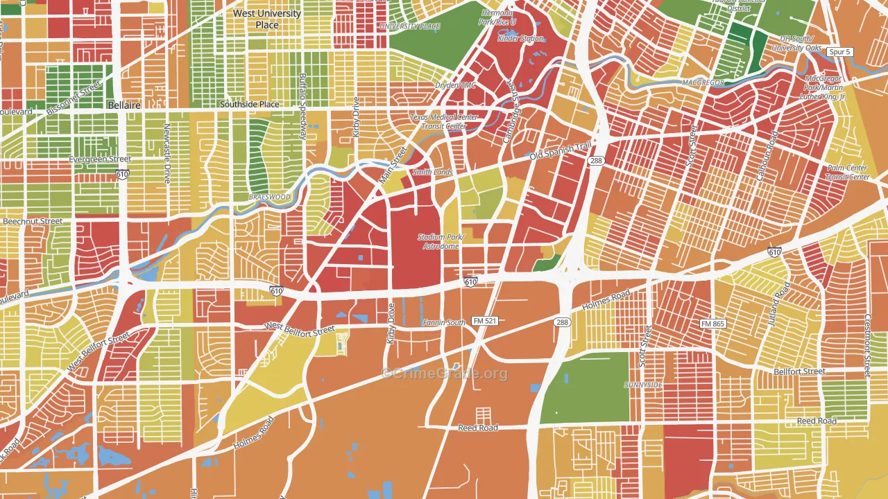 77054, TX Map of Theft Rates