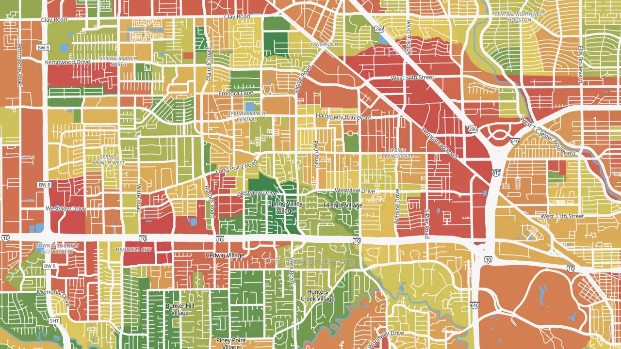 77055, TX Map of Theft Rates