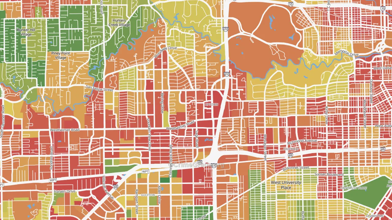 77056, TX Map of Theft Rates