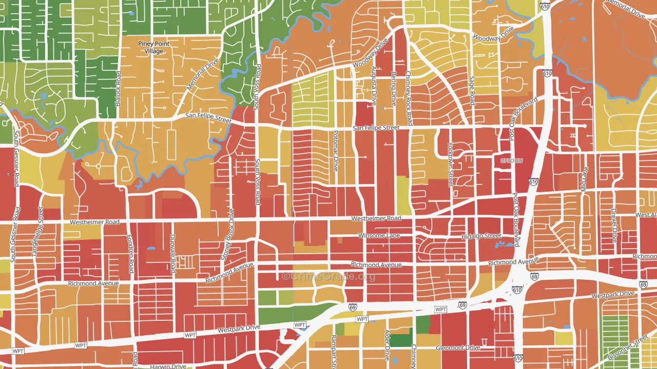 77057, TX Map of Theft Rates