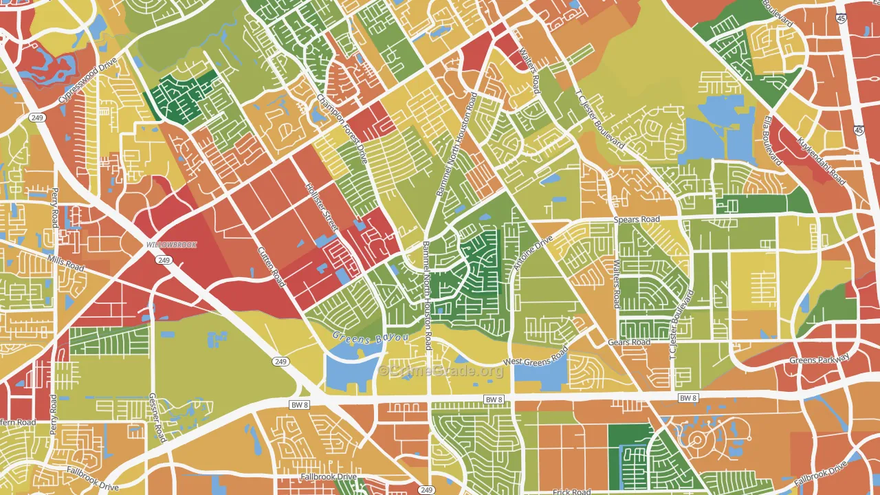 77066, TX Map of Theft Rates