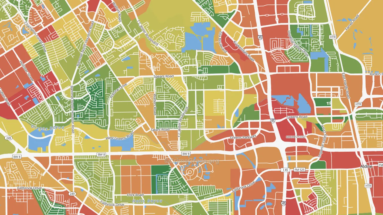 77067, TX Map of Theft Rates