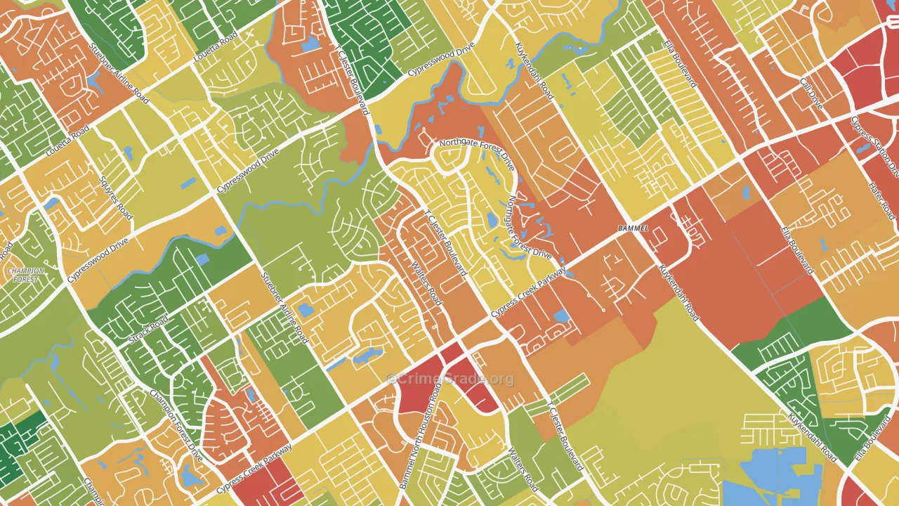77068, TX Map of Theft Rates