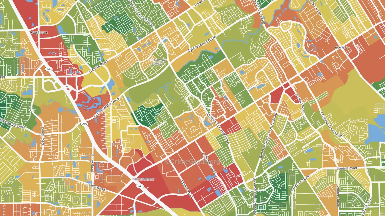 77069, TX Map of Theft Rates
