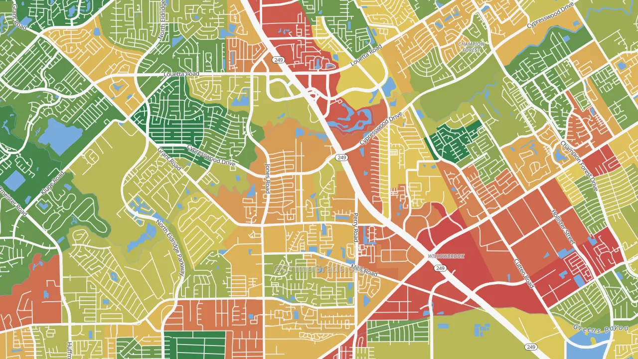 77070, TX Map of Theft Rates