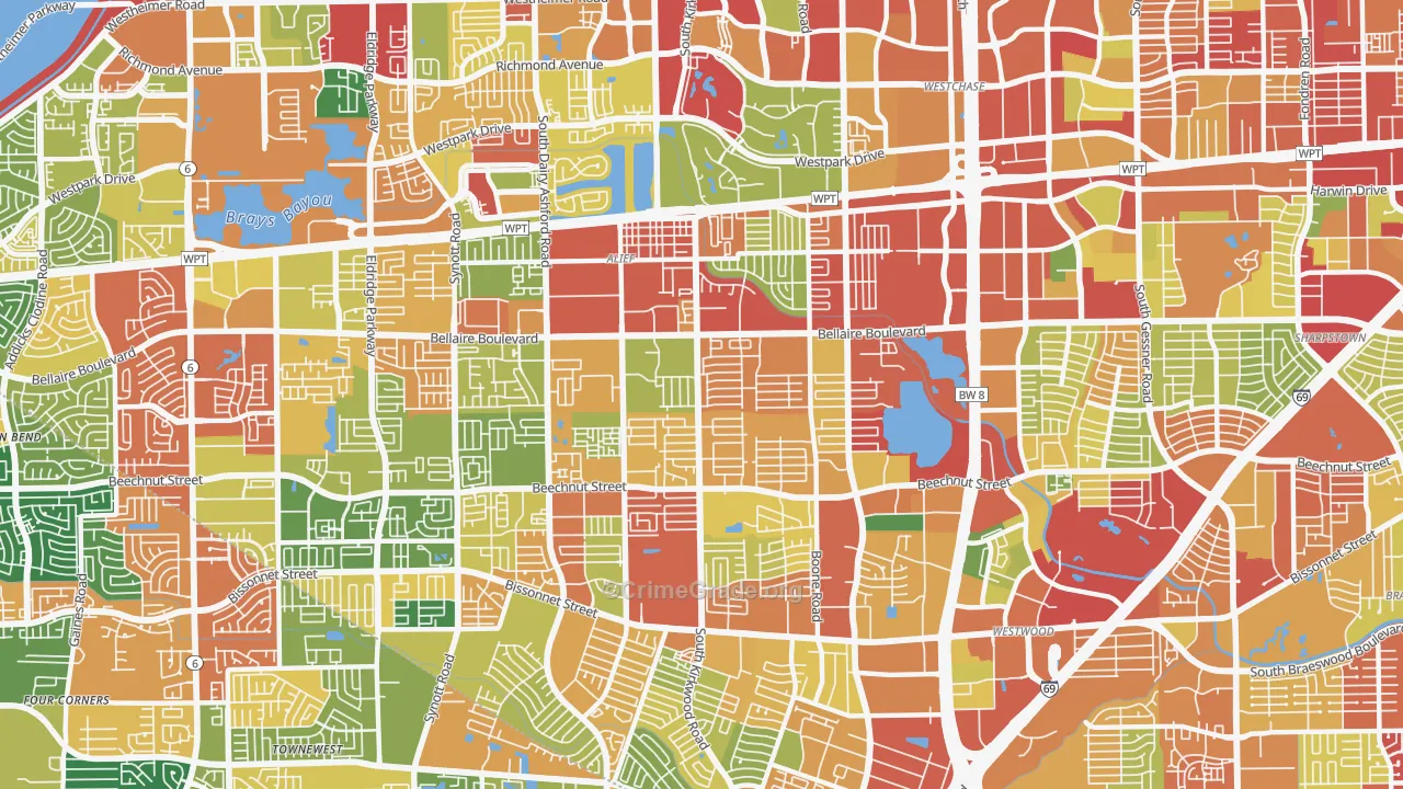 77072, TX Map of Theft Rates