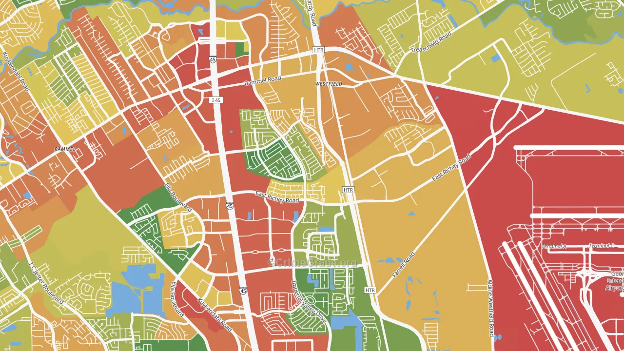 77073, TX Map of Theft Rates