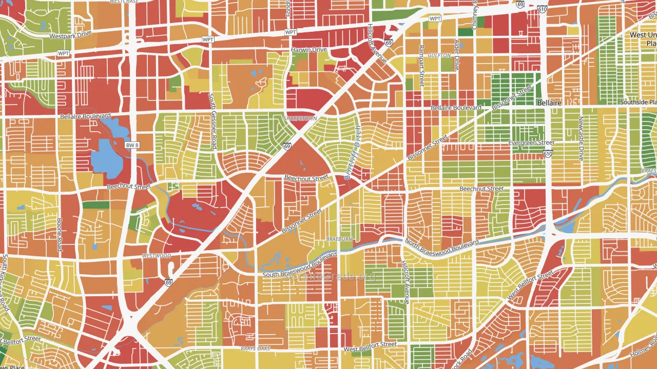 77074, TX Map of Theft Rates