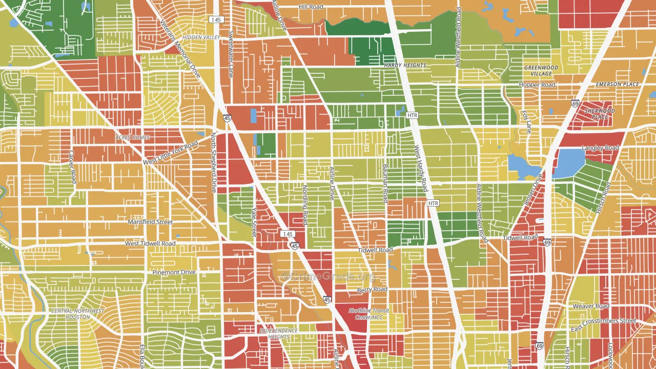 77076, TX Map of Theft Rates