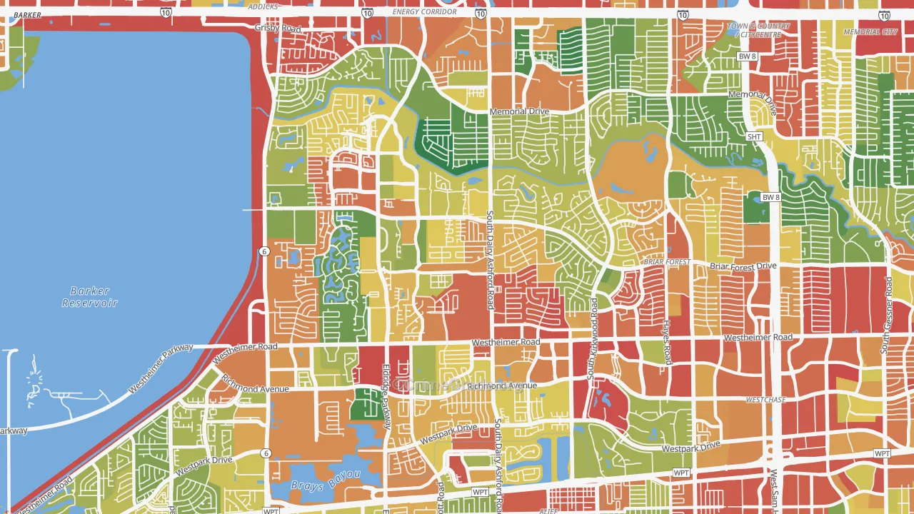 77077, TX Map of Theft Rates