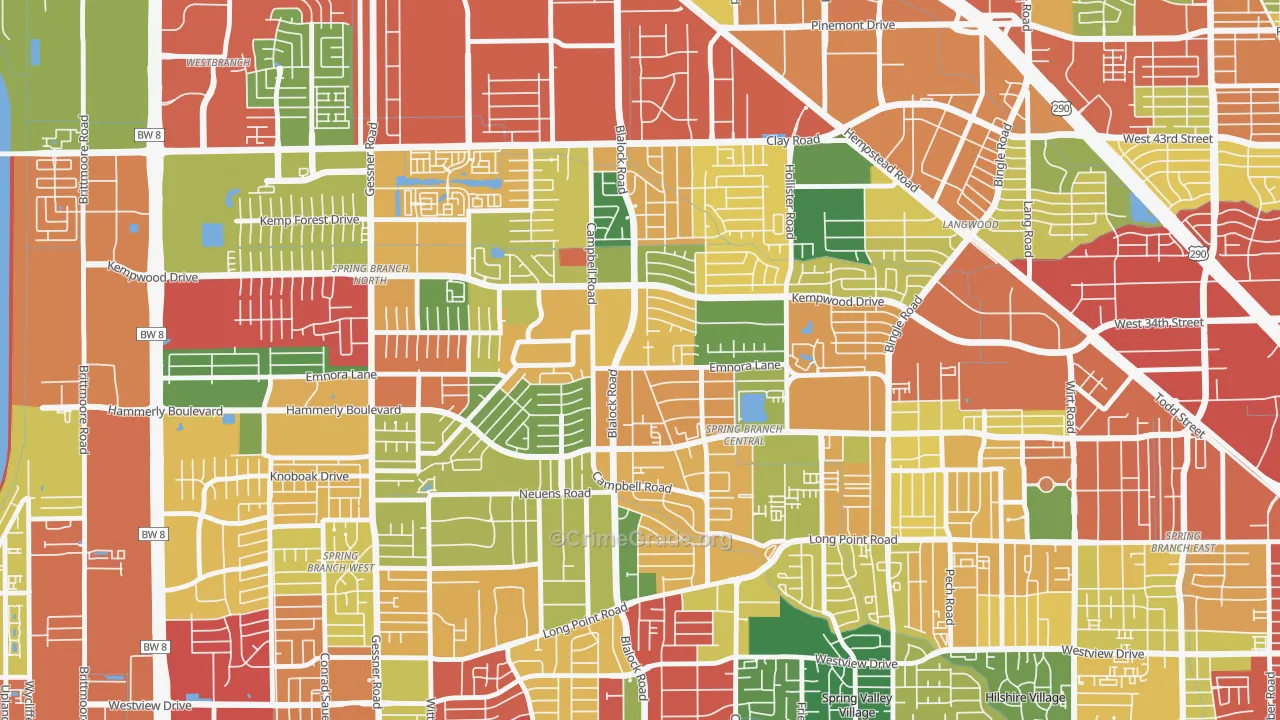 77080, TX Map of Theft Rates